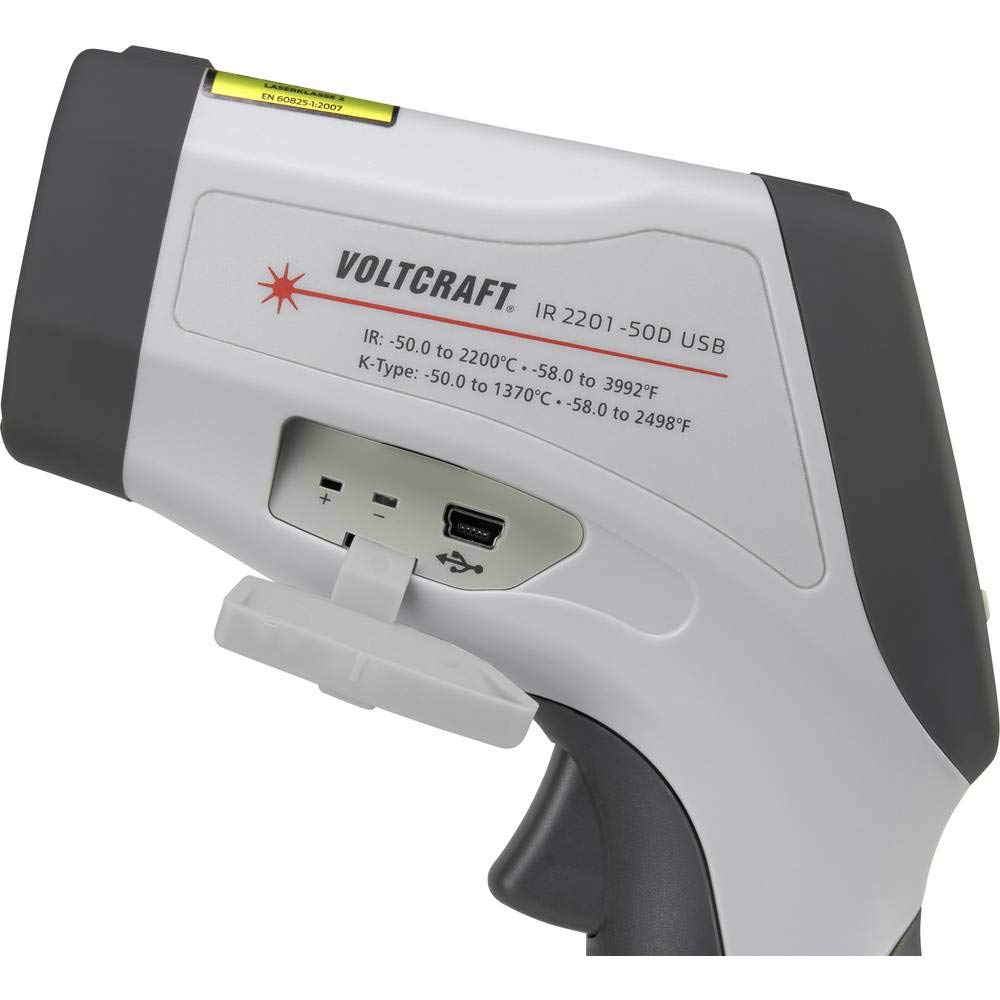 VOLTCRAFT IR 2201-50D - Termómetro infrarrojo (USB, 50:1-50 - 2200 °C, pirómetro