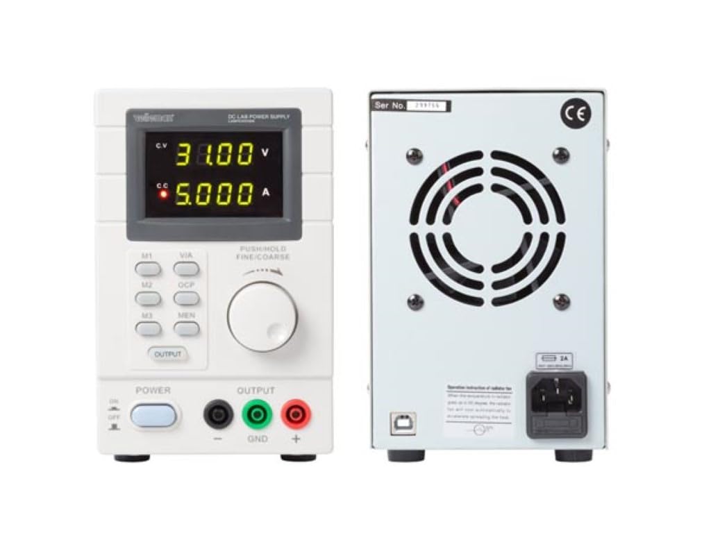Velleman Suministro de laboratorio, programable, ajustable, 0-30 VCC/0-5 A, limitación de corriente, protección contra cortocircuitos, pantalla LCD, USB, conexión gris
