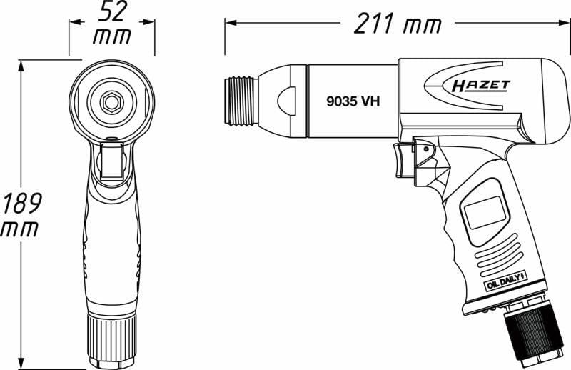 Hazet Juego de cinceles vibratorios 9035V/5, para aflojar tornillos oxidados, juego de 5 piezas, velocidad de impacto ajustable en 9 pasos