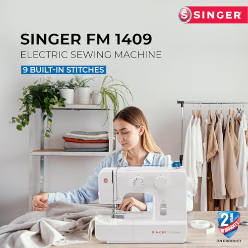 Singer 1409 Promise - Máquina de Coser Mecánica, 9 puntadas, 120 V, color Blanco, 22 x 41 x 35 cm, 6 Kg
