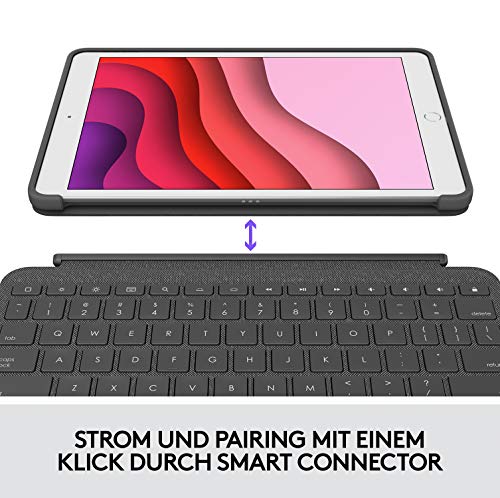Logitech Combo Touch para iPad (7.ª, 8.ª y 9.ª generación) Funda con trackpad de precisión, Disposición QWERTZ Alemán - Negro