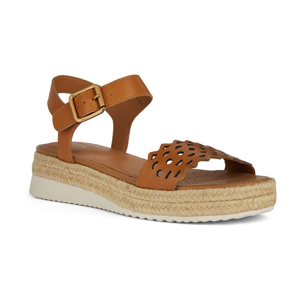 Geox D Eolie A, Sandalia de cuña, coñac, 38.5 EU