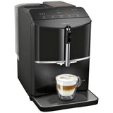 Siemens, cafetera superautomática, EQ300, molinillo cerámico,espumador de leche, función oneTouch, negro, TF301E19