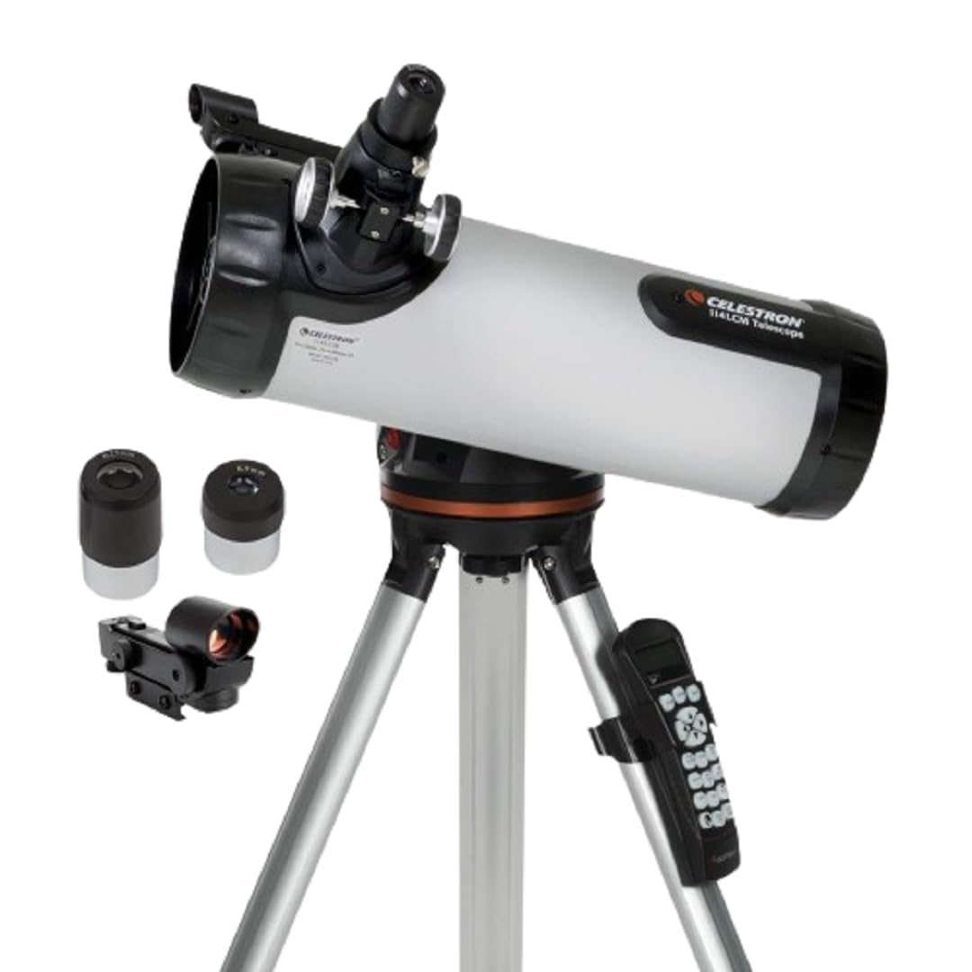 Celestron 31150 LCM 114 Series: telescopio reflector newtoniano computerizado, plata