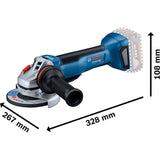 Bosch Professional 18V System GWS 18V-10 P - Amoladora angular a batería (Brushless, Ø 125 mm, 9000 rpm, interruptor PROtection, 2 baterías 5.0Ah, en L-BOXX)