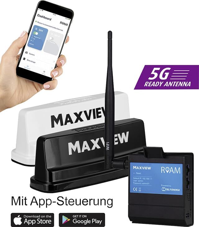 Maxview LTE/WiFi Campervan Roam – Mobile Antenna for Motorhome, Manual Orientation, Model 40007, White