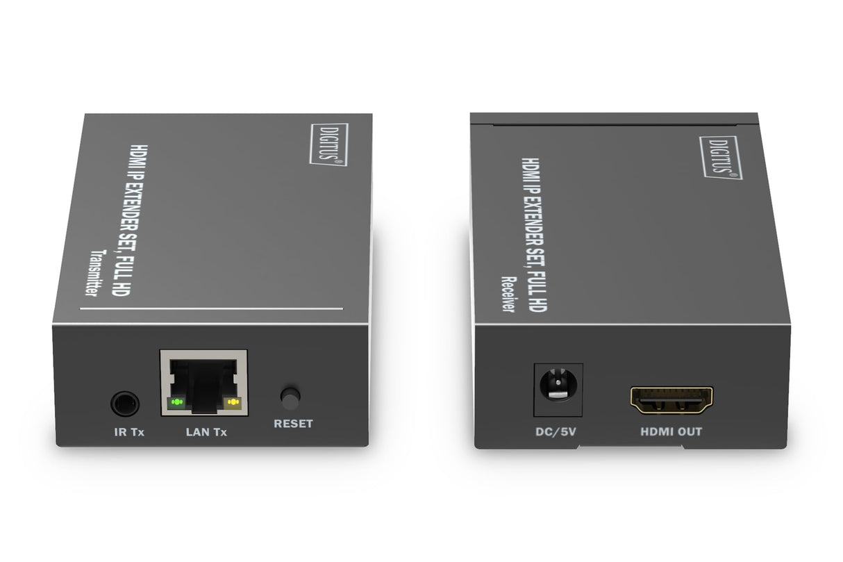 DIGITUS DS-55517 Extensor HDMI/Divisor HDMI - Full HD 1080p 60 Hz - 120 m por cable LAN/Ilimitado por Ethernet (apto para IP) - Set: Transmisor y Receptor - HDCP 1.3