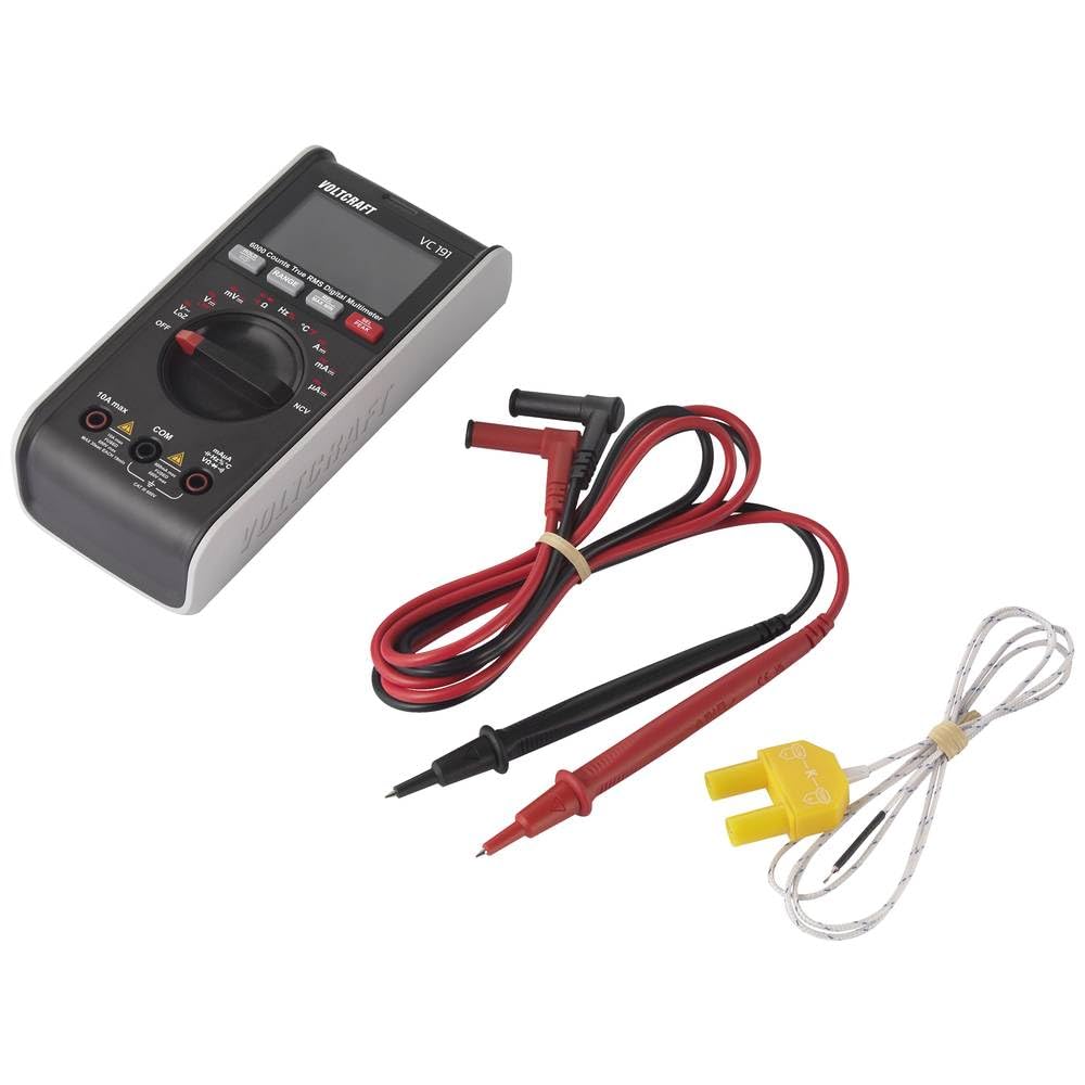 VOLTCRAFT VC191 Multímetro digital True RMS Medidor I 6000 cuentas I CAT III 600 V I CA/CC medición de voltaje y corriente I Medición de temperatura hasta 400 °C I Medición de capacidad hasta 60 mF