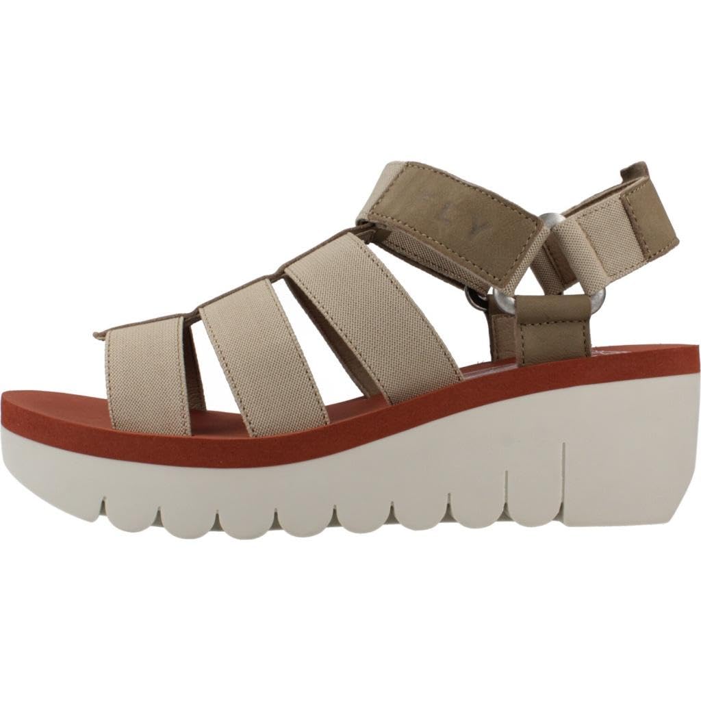 Fly London YOJI198FLY, Sandalias Mujer, Military/Beige/Brick, 38 EU