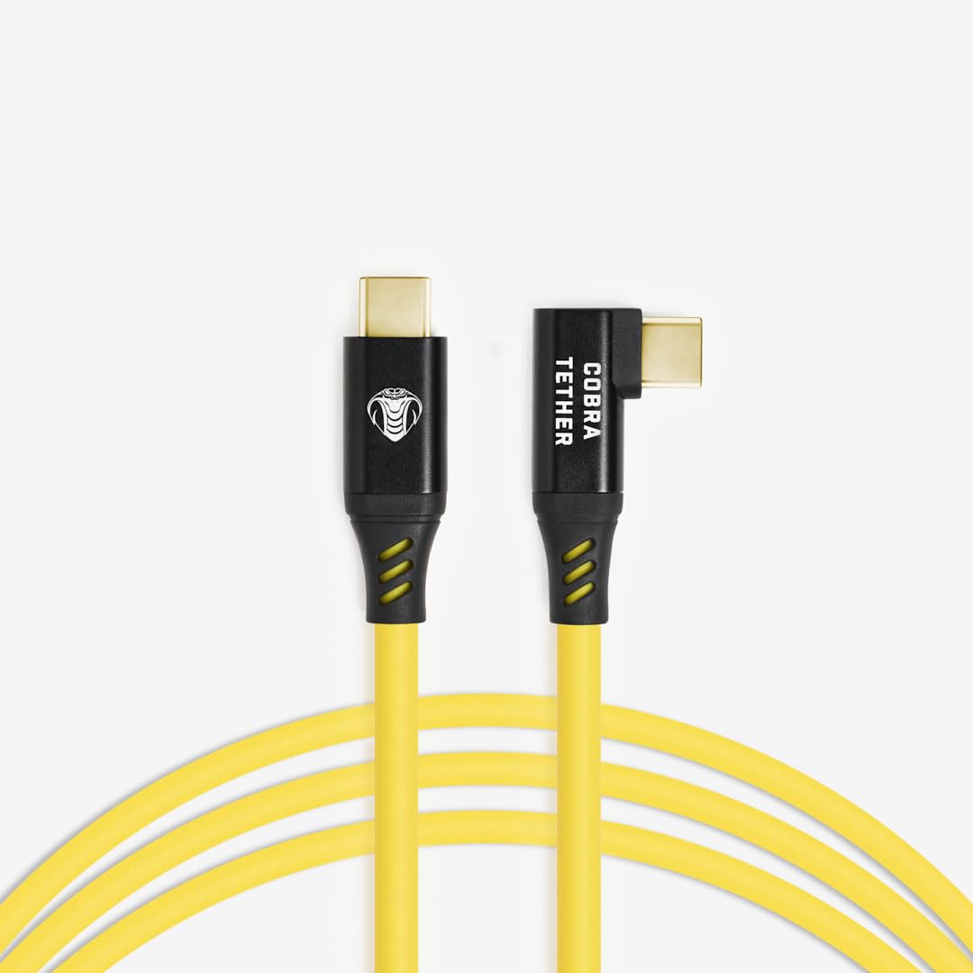 CobraTether Cable USB-C a USB-C 90°, 10m, Amarillo