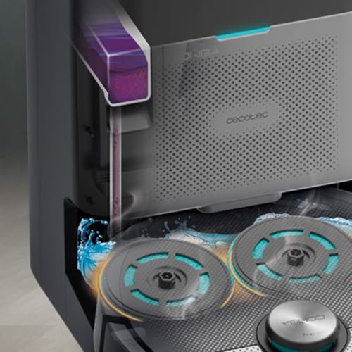 Cecotec Robot Aspirador y Friegasuelos Base Autovaciado con Hair Cutting Conga 20090 ProAI InfinitySoap Cut&SPA. 8000Pa, Tecnología Láser, Detección de Objetos, Dosificador de Jabón, App
