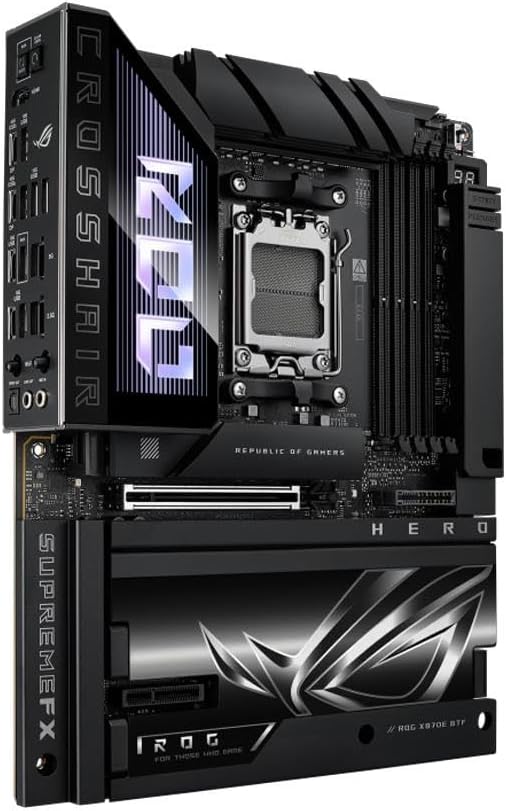 ASUS ROG Crosshair X870E Hero BTF ATX Motherboard, Advanced AI Ready 18+2+2 Phase VRM, DDR5, PCIe 5.0, M.2, Wi-Fi 7, USB4, AI Overclocking, Core Flex, PCIe Slot Q-Release Slim