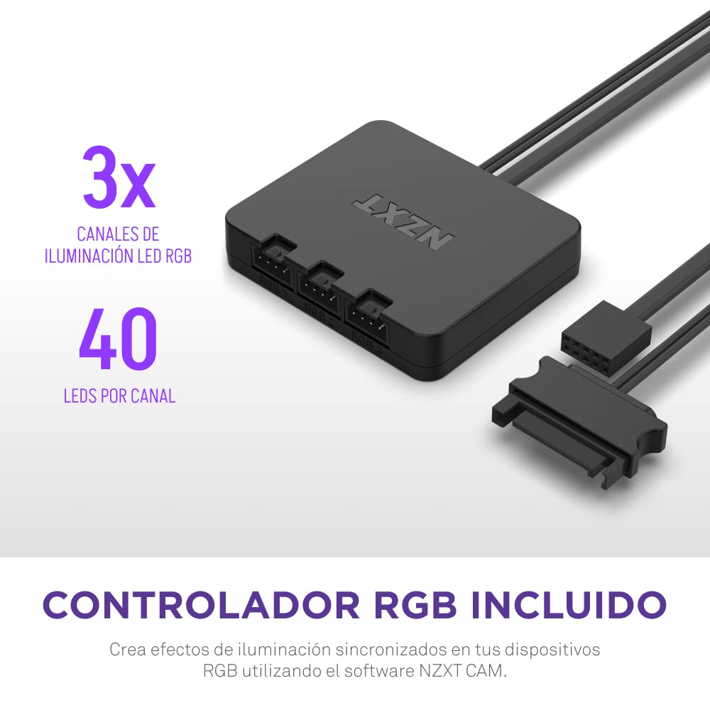 NZXT F140 Duo Twin Pack - Ventiladores RGB de doble cara de 140 mm con controlador RGB - 20 LEDs direccionables individualmente - Flujo de aire equilibrado y presión estática - Blanco