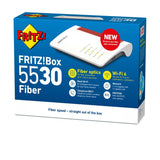 Fritz!Box 5530 Fiber Edición Internacional, Router de Fibra óptica con Wi-Fi 6, 2,5 Gigabit LAN, 4 Puertos LAN Gigabit, 2X USB 3.0