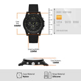 Armani Exchange Reloj hombre, movimiento cuarzo cronógrafo y caja 44mm con correa silicona