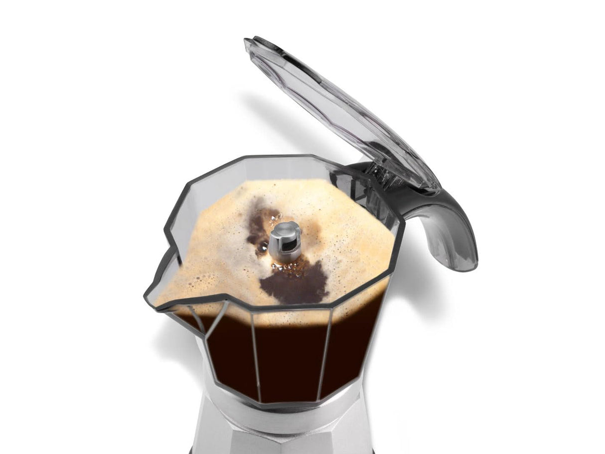 De'Longhi EMKP42.B Alicia PLUS - Cafetera Moka Eléctrica, 450 W, 2-4 Tazas, Plástico, Negro/Plata
