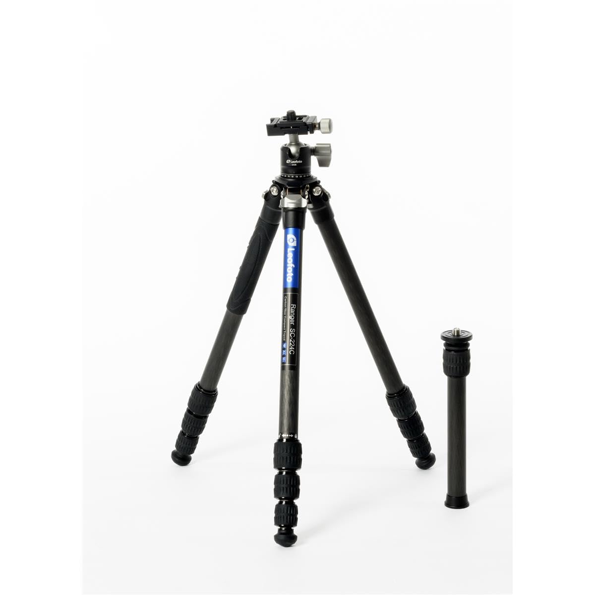 Leofoto - Ranger - Trípode de Carbono para cámaras - Incluye Cabezal esférico - Capacidad de Carga de 6 kg - Pies Extensibles - Altura mínima de 10,5 cm a una Altura máxima de 38 cm - SC-224C+