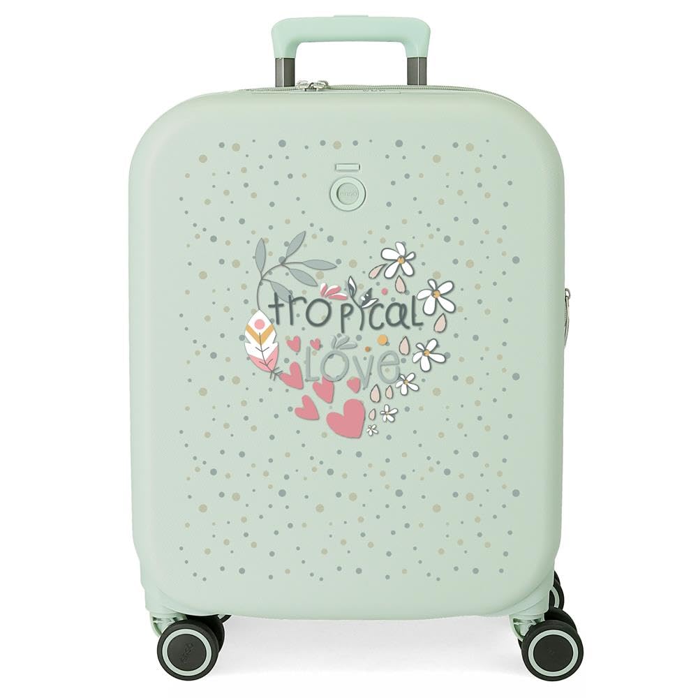 Enso Tropical Love Maleta de Cabina Verde 40x55x20 cms Rígida ABS Cierre TSA Integrado 37L 2,74 kgs 4 Ruedas Dobles Equipaje Mano