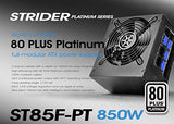 SilverStone SST-ST85F-PT - Serie Strider Platinum, 850W 80 Plus Platinum ATX PC Fuente de alimentación, 120mm, 100% modular