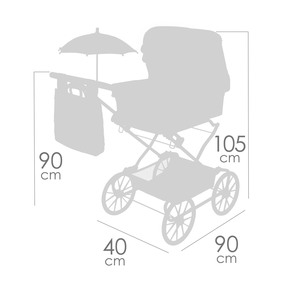 Carro de Muñecas Sophie Plegable con Sombrilla DeCuevas 82075