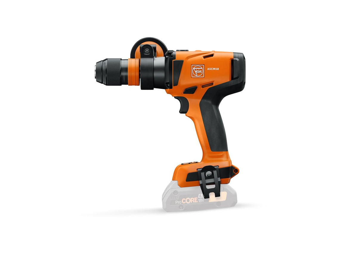 FEIN Taladro atornillador percutor ASCM 18 QMP AS, 4 vel., motor sin escobillas y interfaz QuickIN, Roscar hasta M14 y taladrar con sierra de corona de metal duro hasta 80 mm, sin batería y cargador