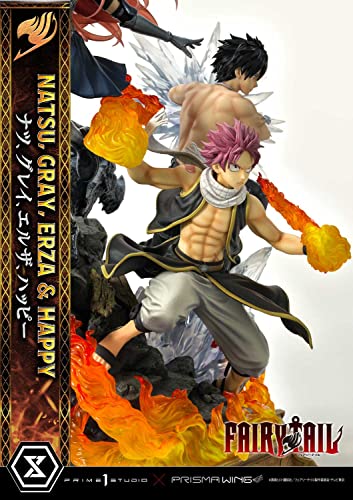 Prime 1 Studio Fairy Tail - Figura Decorativa de Natsu, Gris, Erza, Happy - Figura de Estatua de Lujo, versión 1/7, 57 cm