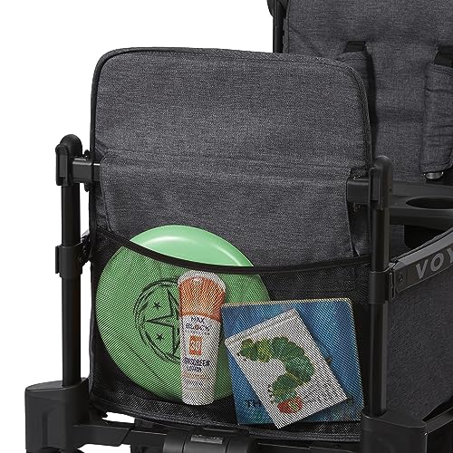 Radio Flyer Voya Stroller Wagon, Cochecito Doble, 2 Asientos Altos Cara a Cara, toldo Ajustable con protección UV, Bandeja para Aperitivos, Gris