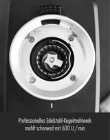 GASTROBACK Molinillo de café digital de diseño #42643, 31 ajustes de grado de molienda de fino a grueso, 2 modos automáticos: molienda directa en el portafiltros o en el depósito, plata/negro