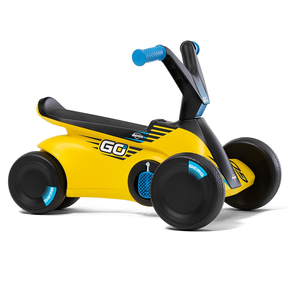 BERG Toys GO2 - Go Kart 2 en 1 2 en 1 para bebés y niños pequeños, para Interiores y Exteriores, 4 Ruedas, Juguete para niños de 10 a 30 Meses, Amarillo