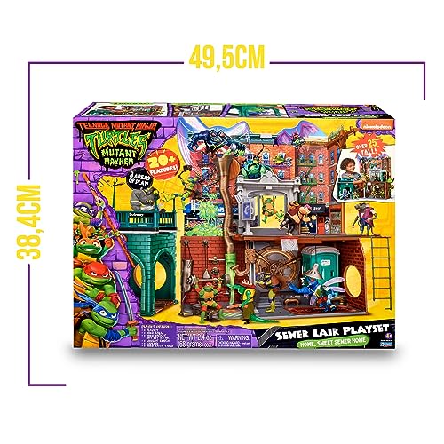 TORTUGAS NINJA Sewer Lair Playset, Juguete de la guarida en Las alcantarillas, Set como en la película, 20 características y 3 Niveles de Juego, 4 años, Famosa (TU802000)
