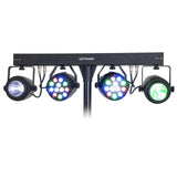 Ibiza - DJLIGHT60 - Soporte de luces con 2 proyectores PAR RGBB & 2 MOON FOWER RGBBBA - Pack LED 4 en 1