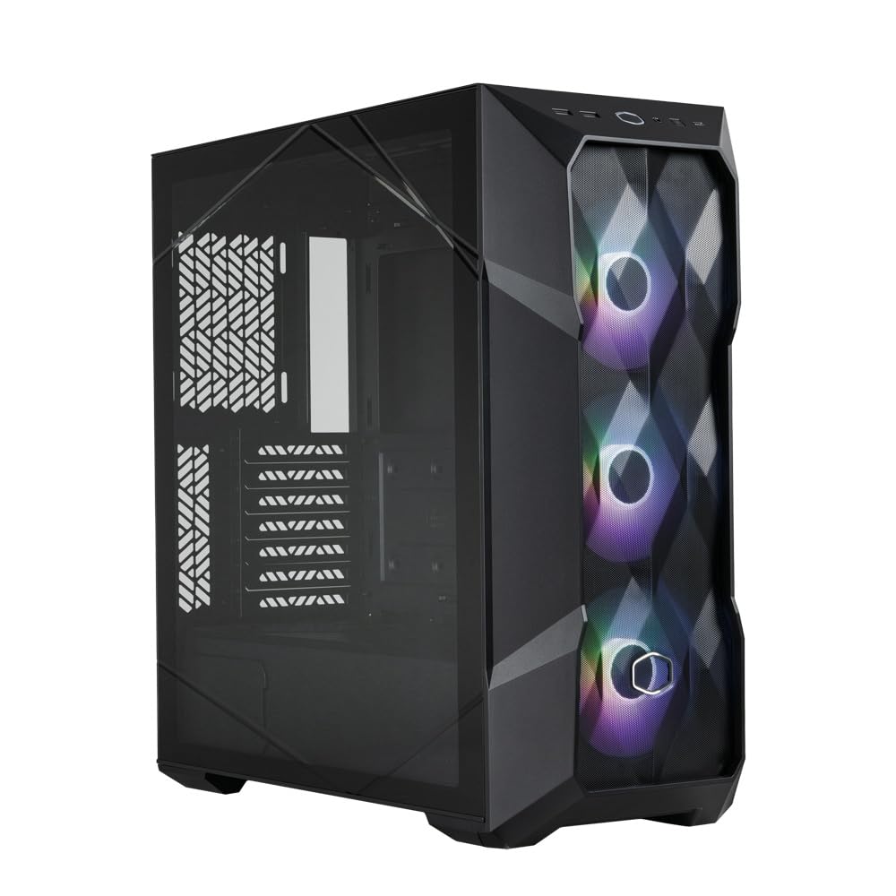 Cooler Master MasterBox TD500 Mesh V2 – Caja PC Mid-Tower E-ATX, Malla Poligonal, 3x120mm Ventiladores ARGB Preinstalados, Panel Superior Extraíble, Panel Lateral Vidrio Templado, USB C 10Gbps, Negro