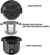 Instant Pot Pro Olla a Presión Eléctrica Multifunción 10 en 1, Cocción Lenta, Arrocera, Vaporera, Yogurtera, Sartén para Saltear, Esterilizador y Al vapor – Acero Inoxidable, 1200 W – 5,7 L, Negro