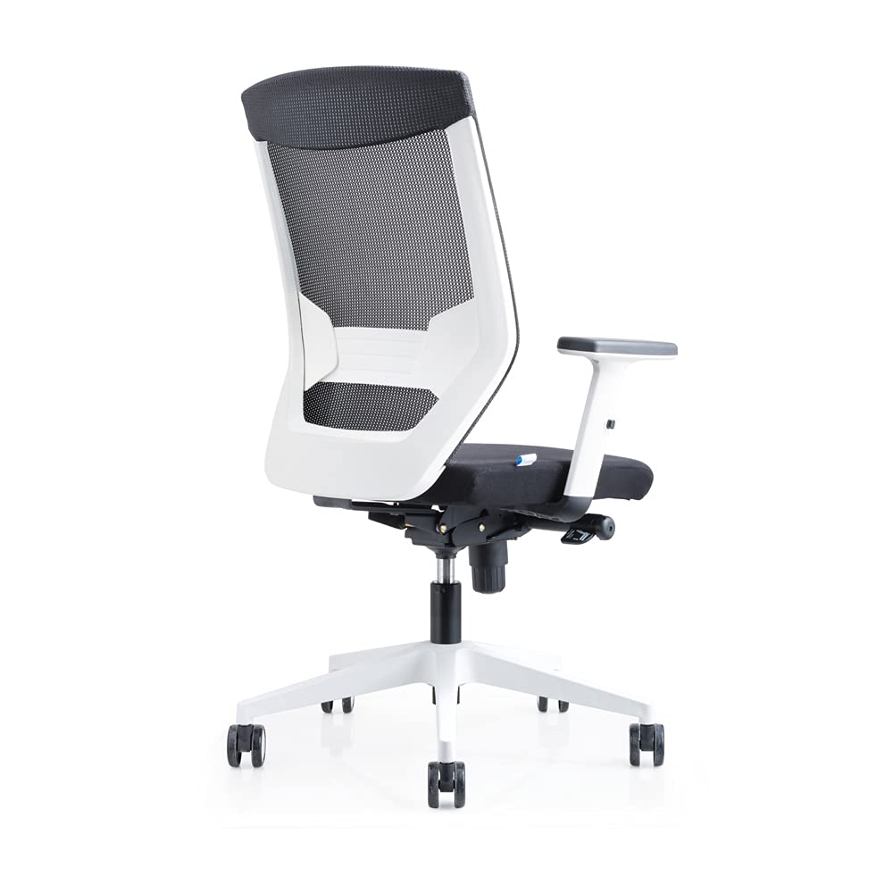 Rocada | Silla Oficina Ergonómica Regulación Lumbar | Silla con Ruedas, Reclinable y Cómoda | Tapizada con Malla y Tela Ignífuga | Color Negro