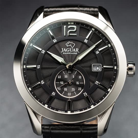 Reloj Jaguar para Hombre J663/4 Acamar Caja de Acero Inoxidable 316l Plateado Correa de Cuero Negro