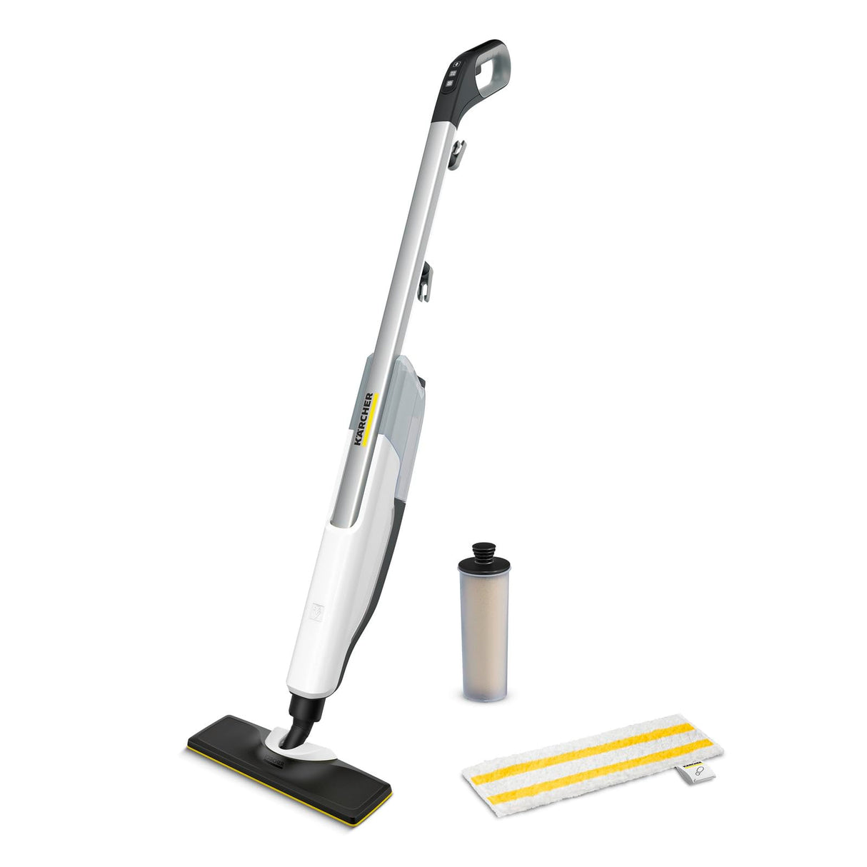 Kärcher Limpiadora de vapor SC 2 Upright, calentamiento: 30s, rendimiento: aprox. 50m², depósito: 0,4l, potencia: 1600W, con boquilla EasyFix, paño microfibra y cartucho descalcificador