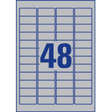 Avery España L6009-100, Etiquetas adhesivas plateadas resistentes intemperie y agua, 45,7x21,2mm, caja de 4800 etiquetas