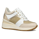 Geox D ZOSMA A, Zapatillas Mujer, White/Lt Gold, 38 EU