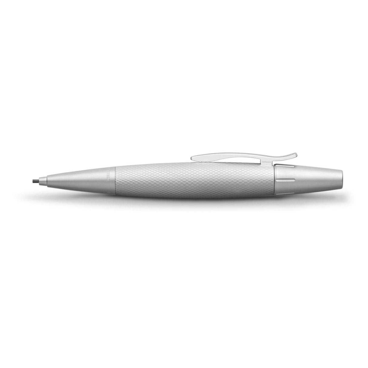 Faber-Castell 138676 - Portaminas e-motion Pure Silver, dureza B, incluye goma de borrar y paquete de regalo