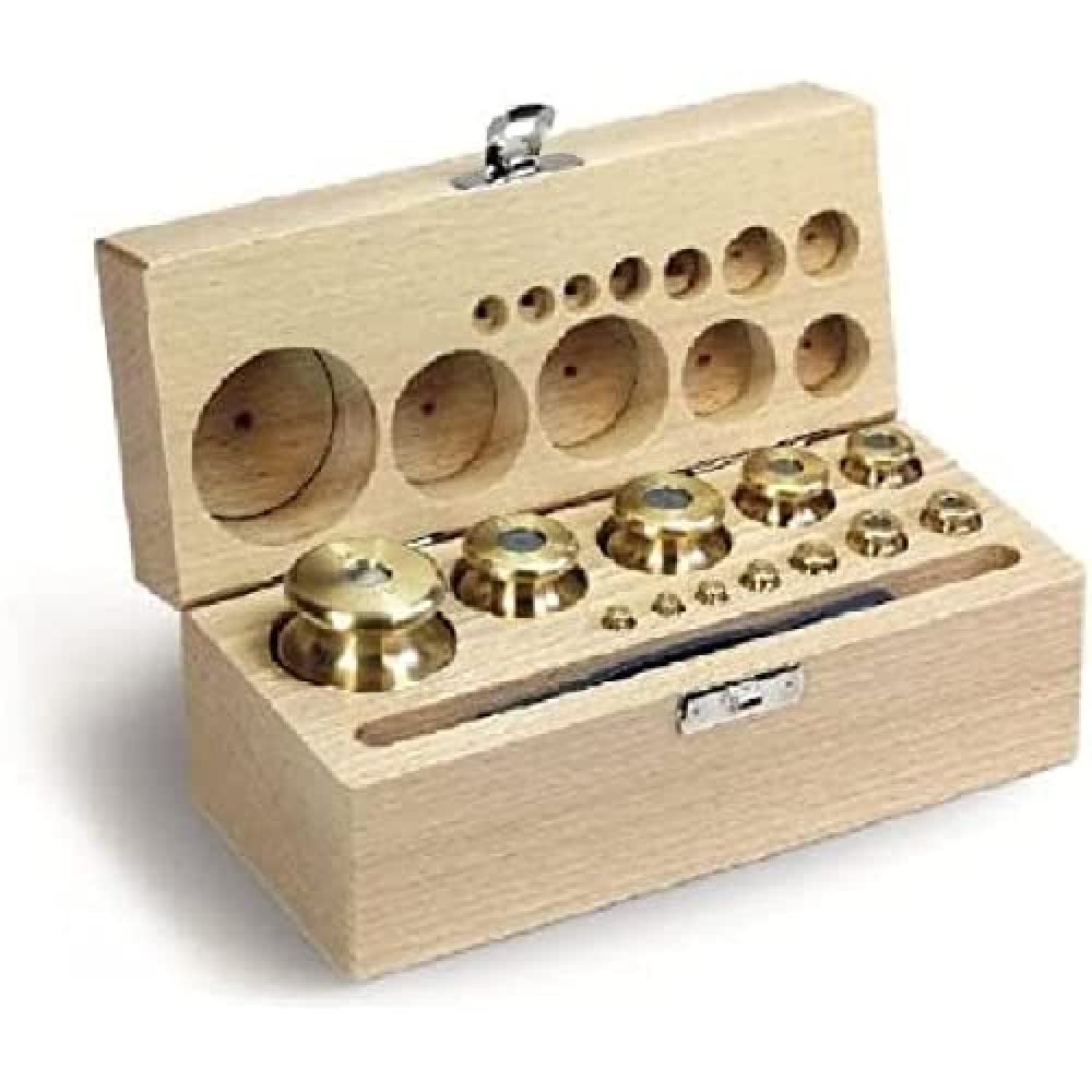 Núcleo – 354 – 48 – M2 Juego de peso, 1 g – 5 kg latón feingedreht, en estuche de madera – 354 – 48