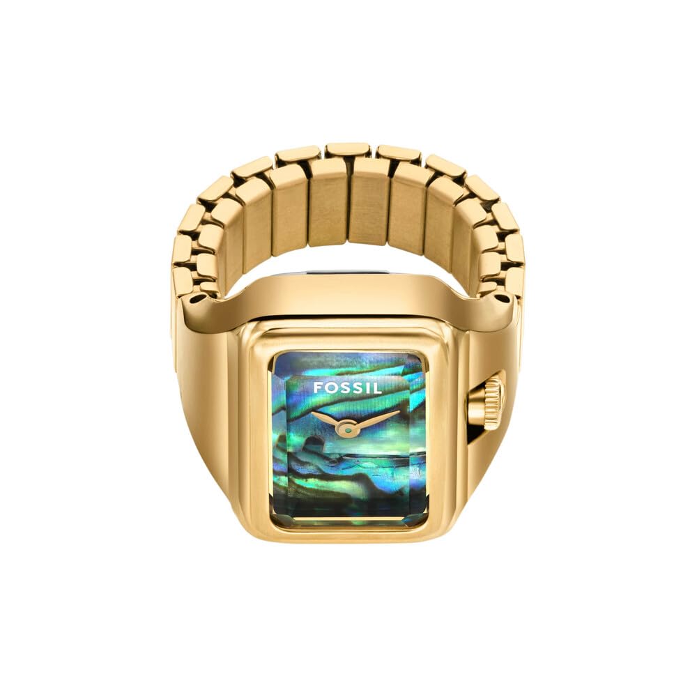 Fossil Reloj Raquel para Mujer, Movimiento de Cuarzo a Dos Agujas con Correa de Acero Inoxidable, Tono Dorado y Verde Azulado