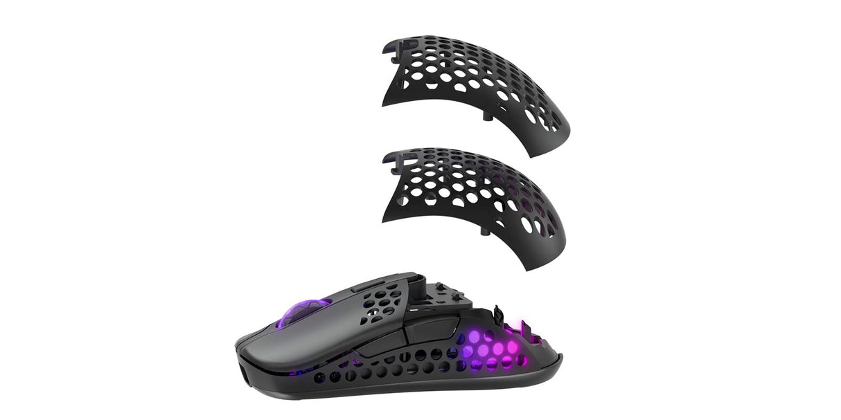Xtrfy M42 Wireless, Ratón Gaming Inalámbrico Ultraligero, Optimizado para eSports, Radiofrecuencia 2,4 GHz, Iluminación RGB, Carcasa Modular (incluye 2 Tamaños), Recargable, Negro