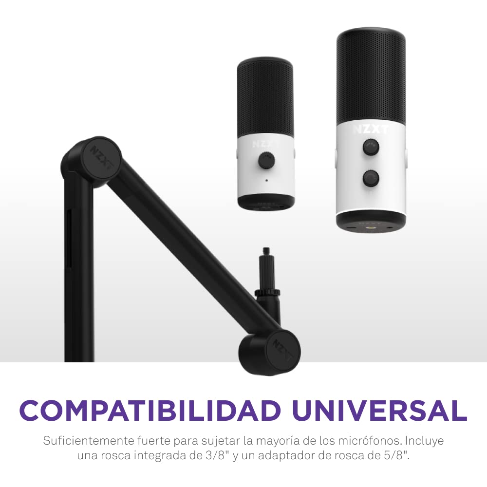 NZXT Boom Arm Mini - Ap-BOOMS-B1 - Brazo de Brazo de micrófono pequeño para transmisión, creación de Contenido, podcasting y grabación - Canal de Cable Cubierto - Compatibilidad Universal - Negro