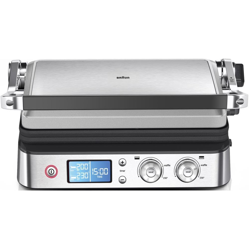 Braun MultiGrill 9 CG 9043, Plancha Cocina Eléctrica con Función de Sellado, 3 Posiciones de Cocción, Control Electrónico con 2 Termostatos, Parrilla, Plancha y Placas Aptas para Lavavajillas, 2200W