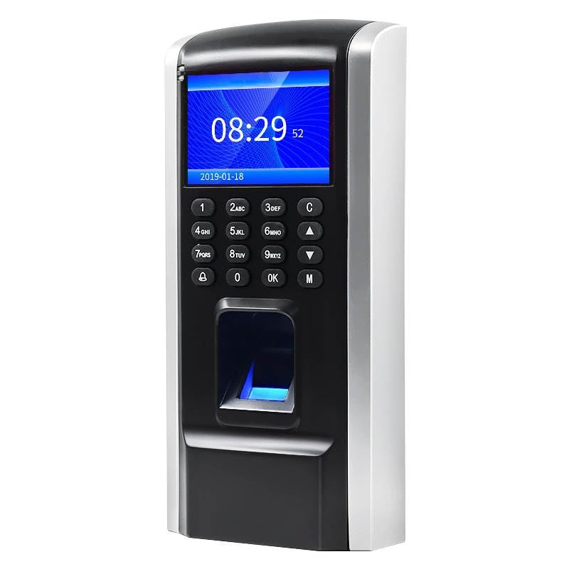 HDWR CTR12 Máquina Fichar de Asistencia Biométrica, Grabadora de Registro para Empleados, Sistema Biométrico Avanzado de Huella Dactilar, Contraseña y Tarjeta RFID 125kHz, Control Horario Empleados
