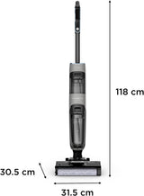 Rowenta X-Clean 4, Fregona Eléctrica Sin Cable, 2 en 1 Aspira y Friega a la vez, 200 W, Pantalla De Control Inteligente, Ajuste Automático De Limpieza: Eco, Auto Y Max, Gris, GZ5036WO