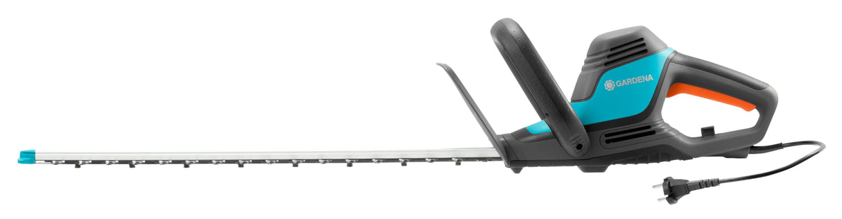 Tijeras cortasetos eléctricas ComfortCut 600/55 de GARDENA: cortasetos con motor de 600 W, cuchilla de 55 cm de longitud, separación entre dientes de 27 mm, protector contra impactos (9834-20)