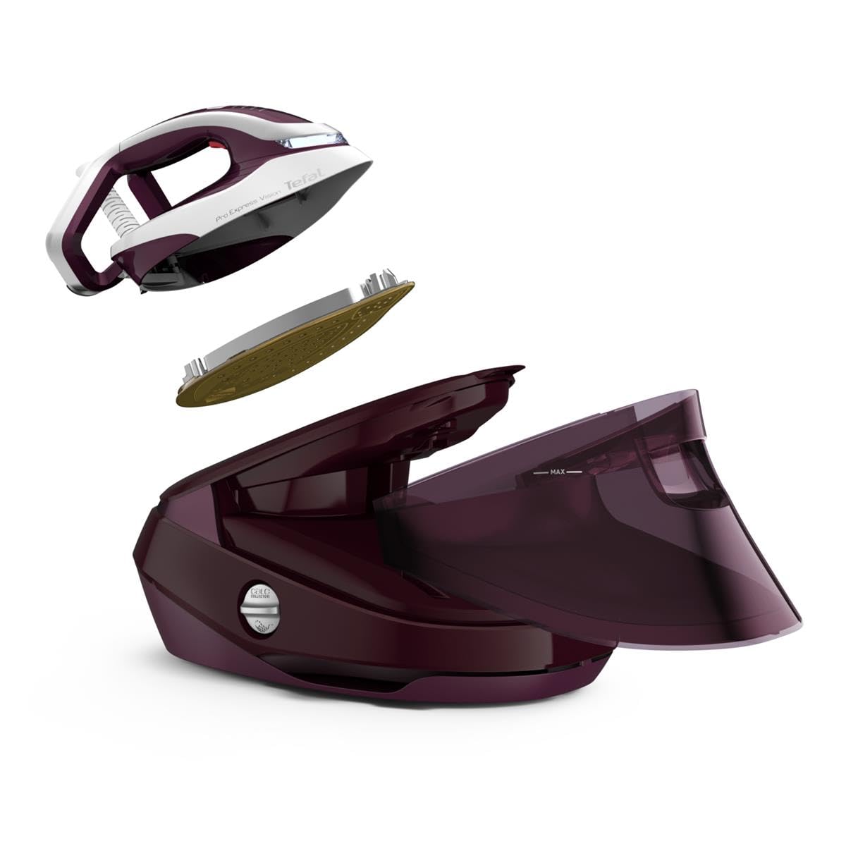 Tefal GV9810 Pro Express Vision - Plancha de vapor con luz LED inteligente en la plancha, potente presión de 8,3 bares, vapor de 180 g/min, 680 g/min de vapor extra, sistema antical, color rojo y