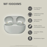 Sony Auriculares inalámbricos con Noise Cancelling WF-1000XM5, Bluetooth, Auriculares in-Ear, micrófono, hasta 24 Horas de batería, Carga rápida, IPX4, Alexa y Google Assitant, iOS y Android - Plata