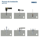 Anclaje macho para cargas altas en hormigón no fisurado Homologado ETE Opción 7. Eje Inoxidable A2. Clip Inoxidable A2. - MEDIDA: M10 x 70 Ø10 - Unid: 100